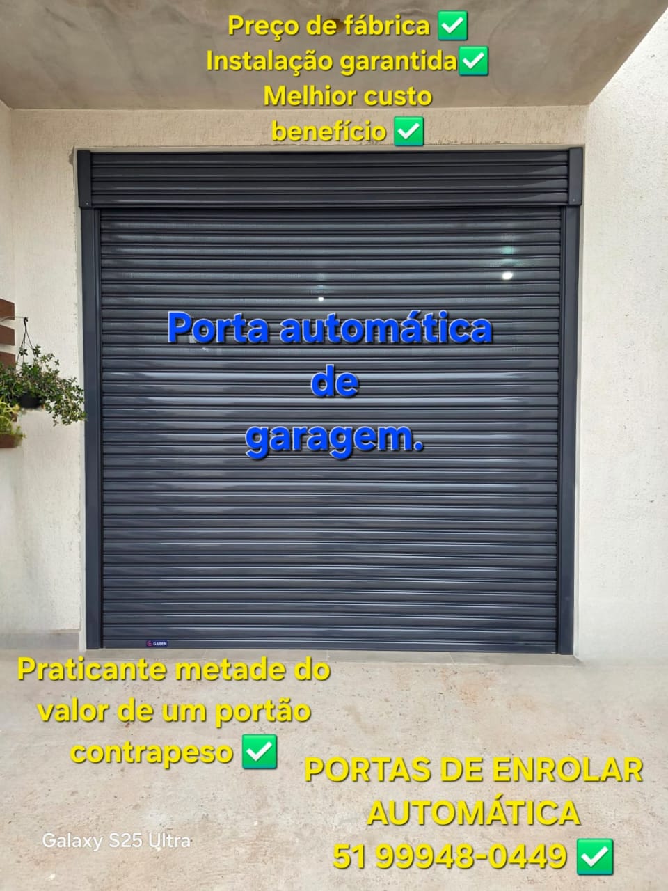 Porta de enrolar automática de garagem instalada pela Mello's